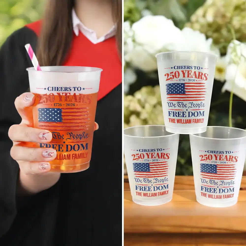 Independence Day,Family,America 250th,Proud - 250th Anniversary We The People - Personalized Frosted Cups