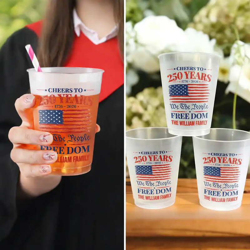 Independence Day,Family,America 250th,Proud - 250th Anniversary We The People - Personalized Frosted Cups