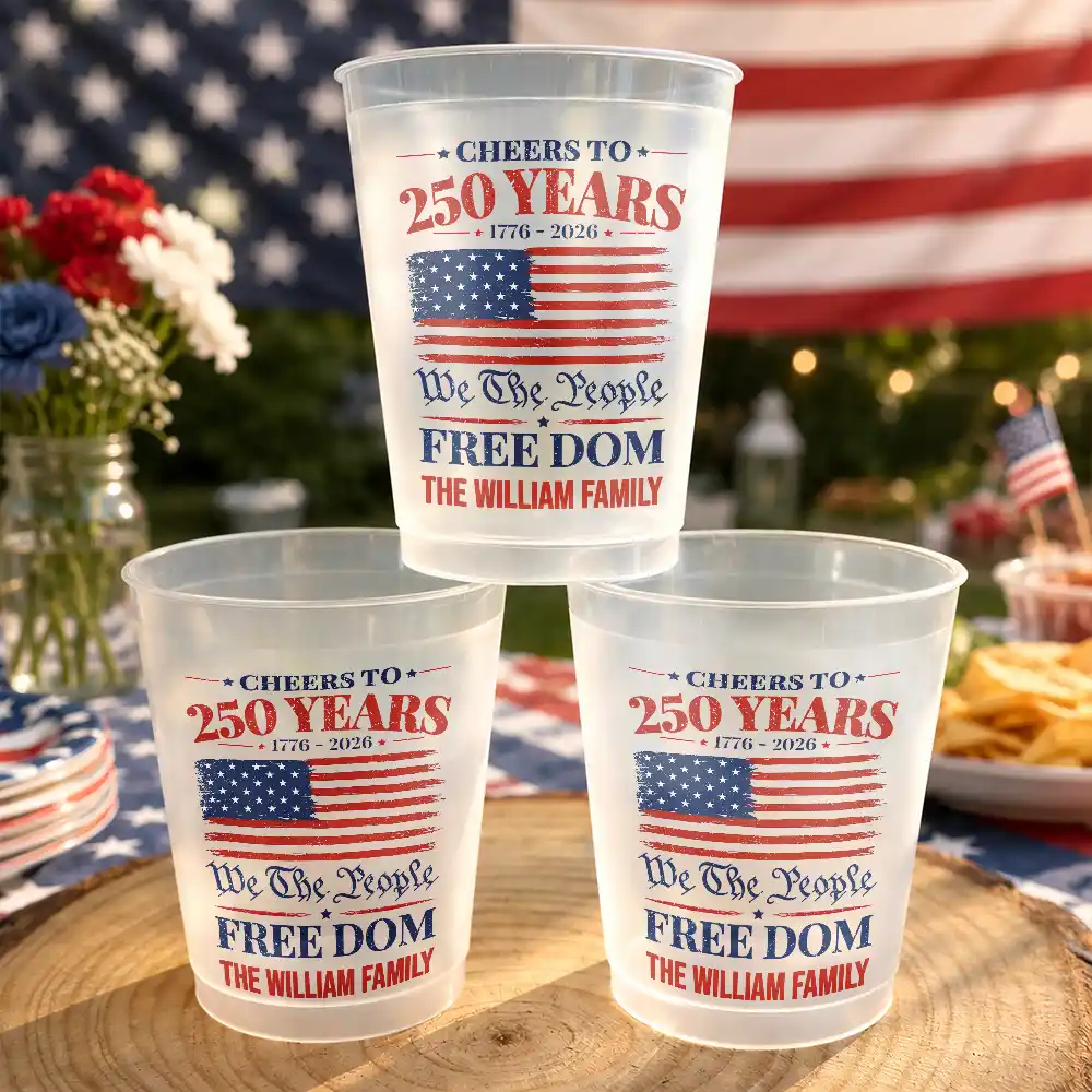 Independence Day,Family,America 250th,Proud - 250th Anniversary We The People - Personalized Frosted Cups