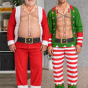 Christmas,Humorous,Gifts For Him,Gift For Men,Gift For Yourself,Icon - Funny Hairy Muscle Body Christmas Gift For Husband - Personalized Long Pajamas Set