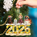 Gift For Couples,Gift For Husband,Gift For Wife,Gift For Boyfriend,Gift For Girlfriend,Parents,Gift For Mother,Gift For Father,Family,Pet Lovers,Pet Mom,Pet Dad,Pet Couple,Cat Lovers,Cat Mom,Cat Dad,Cat Couple,Dog Lovers,Dog Mom,Dog Dad,Dog Couple,Christmas,Gift For Sibling,Gift For Sisters,Gift For Brothers,Gift For Bestie,Happy - 3D Sea Glass Christmas Family And Friends - Personalized Custom Shaped Acrylic Ornament