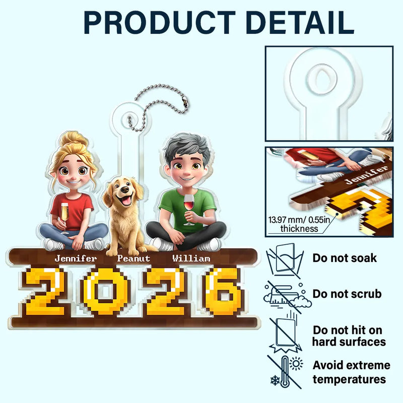 Gift For Couples,Gift For Husband,Gift For Wife,Gift For Boyfriend,Gift For Girlfriend,LGBT,Pet Lovers,Pet Couple,Dog Lovers,Dog Couple,Cat Lovers,Cat Couple,Love - 3D Couple With Dogs Cats - Personalized Acrylic Car Hanger