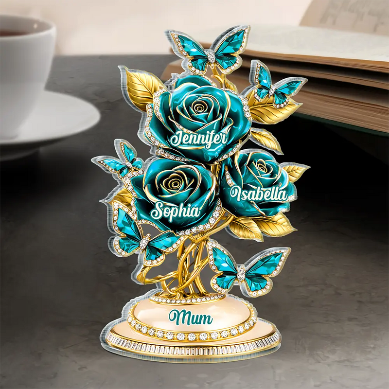 Gift For Mother,Gift For Grandma,Gift For Women,Love,Top Market - 3D Crystal Effect Roses Mom’s Everlasting Love - Personalized Custom Shaped Acrylic Plaque