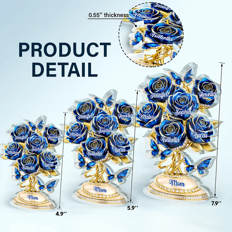 Gift For Mother,Gift For Grandma,Gift For Women,Love,Top Market - 3D Crystal Effect Roses Mom’s Everlasting Love - Personalized Custom Shaped Acrylic Plaque
