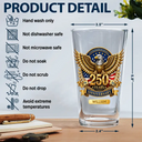 America 250th, Independence Day, Family, Proud, Icon - 3D Effect 250 Years Of Freedom - Personalized Beer Glass