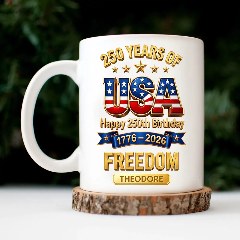America 250th, Independence Day, Gift For Men, Gift For Yourself, Proud, Icon - 3D Effect 250 Years Of Freedom - Personalized Mug