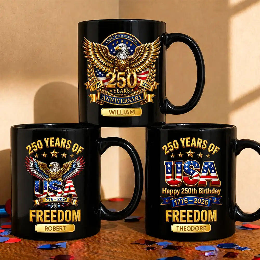 America 250th, Independence Day, Gift For Men, Gift For Yourself, Proud, Icon - 3D Effect 250 Years Of Freedom - Personalized Mug