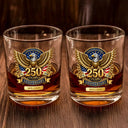 America 250th,Independence Day,Gift For Men,Gift For Yourself,Proud,Icon - 3D Effect 250 Years Of Freedom - Personalized Whiskey Glass