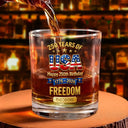 America 250th,Independence Day,Gift For Men,Gift For Yourself,Proud,Icon - 3D Effect 250 Years Of Freedom - Personalized Whiskey Glass