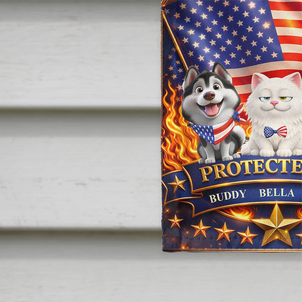 Pet Lovers,Dog Lovers,Cat Lovers,Family,Happy,Top Market,Independence Day - 3D Effect 250 Years Of Freedom Protected By Dog Cat - Personalized Flag