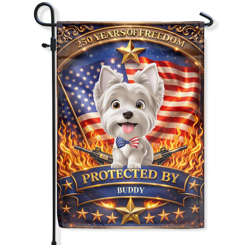 Pet Lovers,Dog Lovers,Cat Lovers,Family,Happy,Top Market,Independence Day - 3D Effect 250 Years Of Freedom Protected By Dog Cat - Personalized Flag