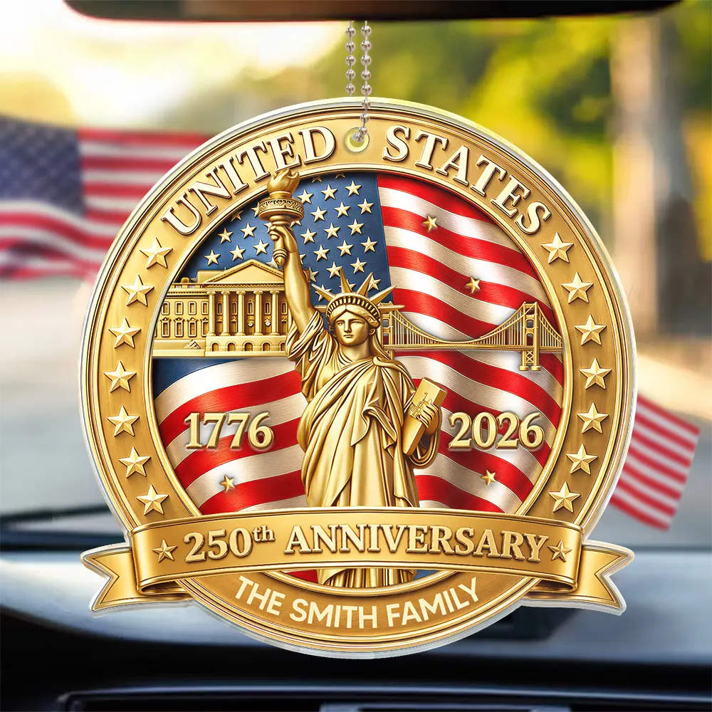 3D Effect 250th Anniversary - Personalized Acrylic Car Hanger