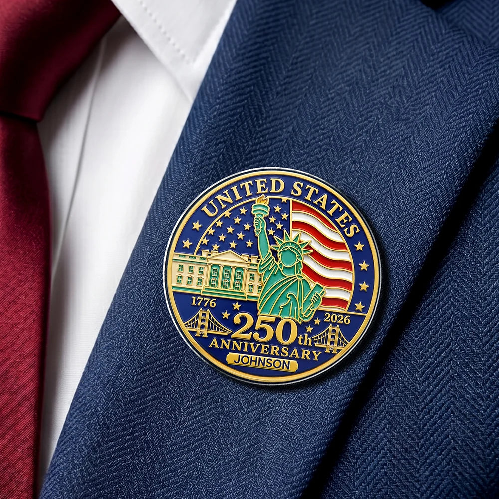 Independence Day,Gift For Yourself,Proud,Icon - 3D Effect 250th Anniversary - Personalized Acrylic Pin