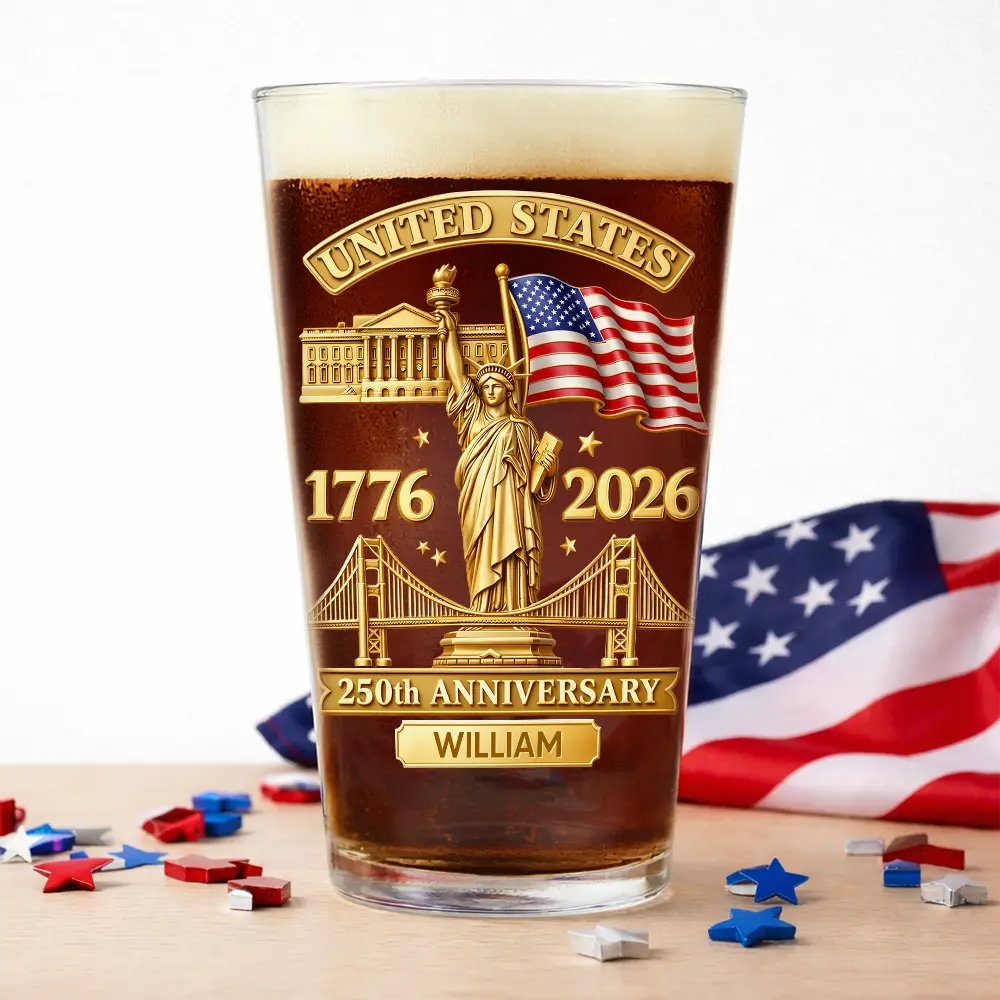 3D Effect 250th Anniversary - Personalized Beer Glass