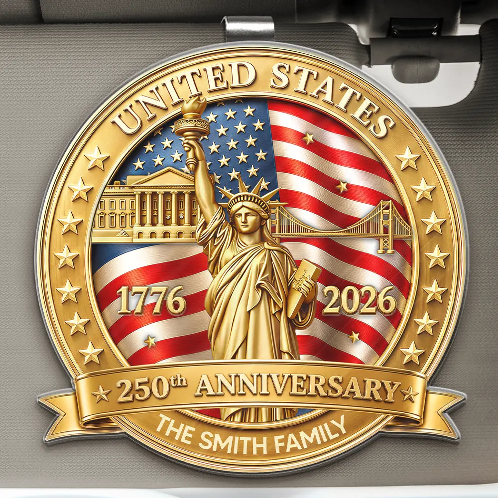 3D Effect 250th Anniversary - Personalized Custom Shaped Acrylic Car Visor Clip