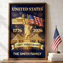 America 250th,Independence Day,Family,Proud,Custom Text - 3D Effect 250th Anniversary - Personalized Poster