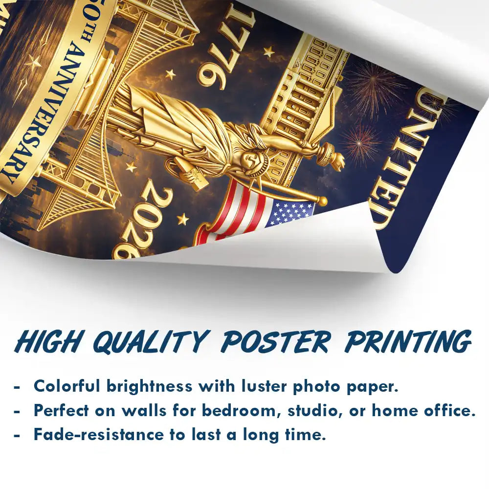 America 250th,Independence Day,Family,Proud,Custom Text - 3D Effect 250th Anniversary - Personalized Poster