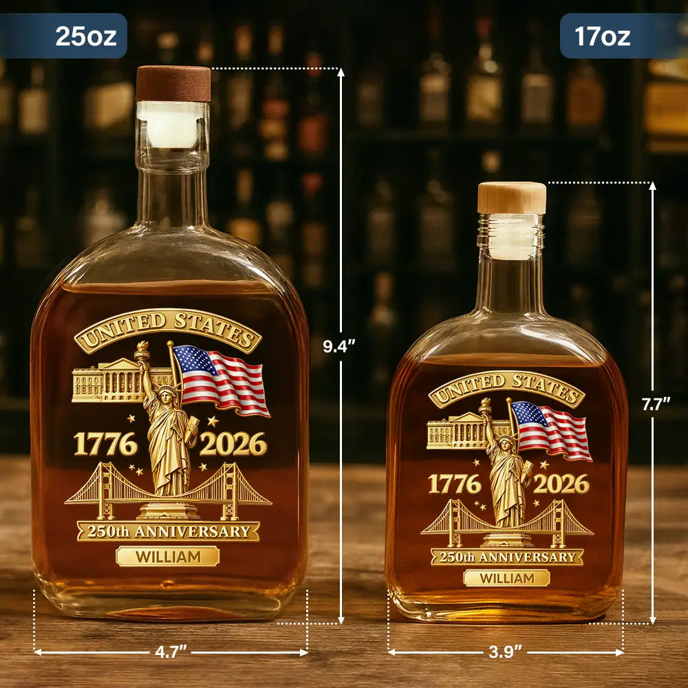 Gift For Men,Gift For Yourself,Gift For Brothers,Gift For Father,Cousin,Gift For Sibling,America 250th,Independence Day,Top Market - 3D Effect 250th Anniversary - Personalized Whiskey Bottle