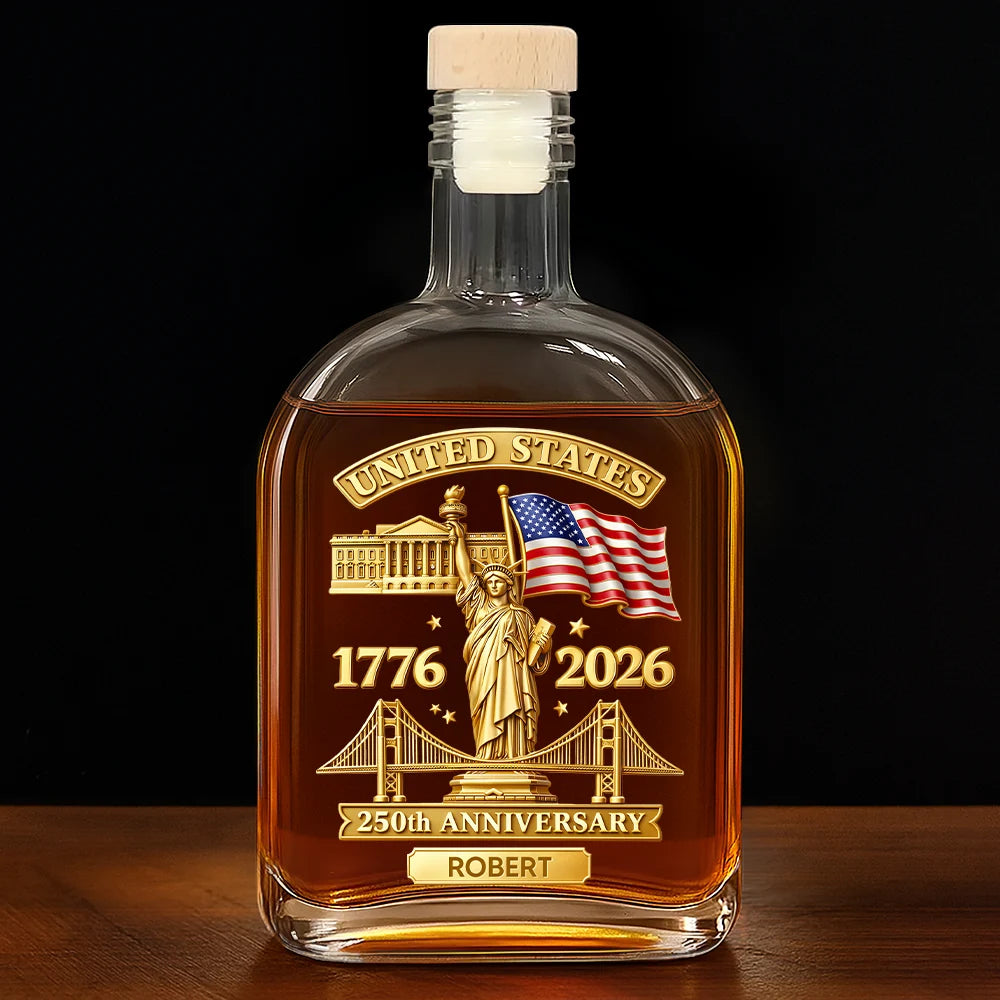 Gift For Men,Gift For Yourself,Gift For Brothers,Gift For Father,Cousin,Gift For Sibling,America 250th,Independence Day,Top Market - 3D Effect 250th Anniversary - Personalized Whiskey Bottle