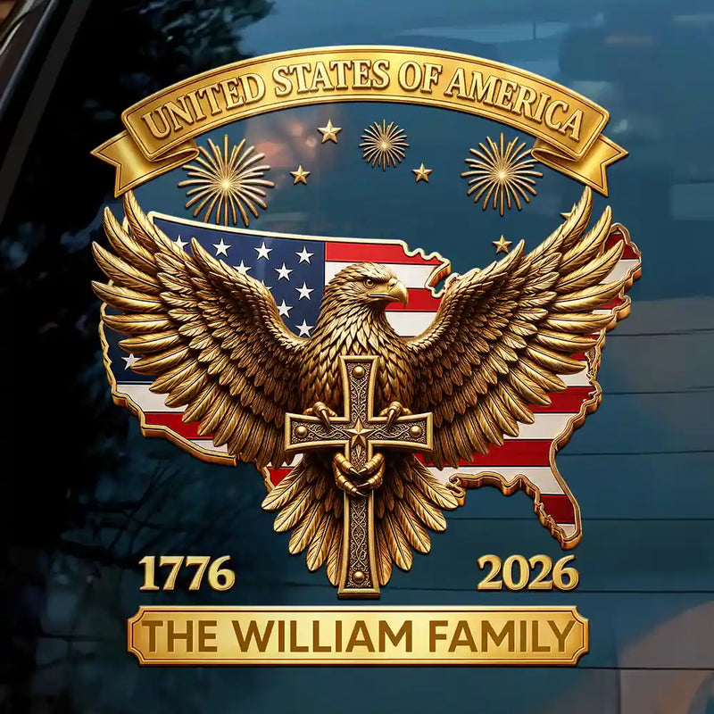 America 250th,Independence Day,Family,Proud,Custom Text - 3D Effect America 250th Anniversary - Personalized Decor Decal