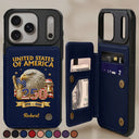 America 250th,Independence Day,Gift For Yourself,Proud,Custom Text - 3D Effect America 250th Anniversary - Personalized Leather Flip Wallet Phone Case