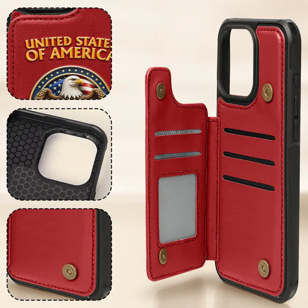 America 250th,Independence Day,Gift For Yourself,Proud,Custom Text - 3D Effect America 250th Anniversary - Personalized Leather Flip Wallet Phone Case