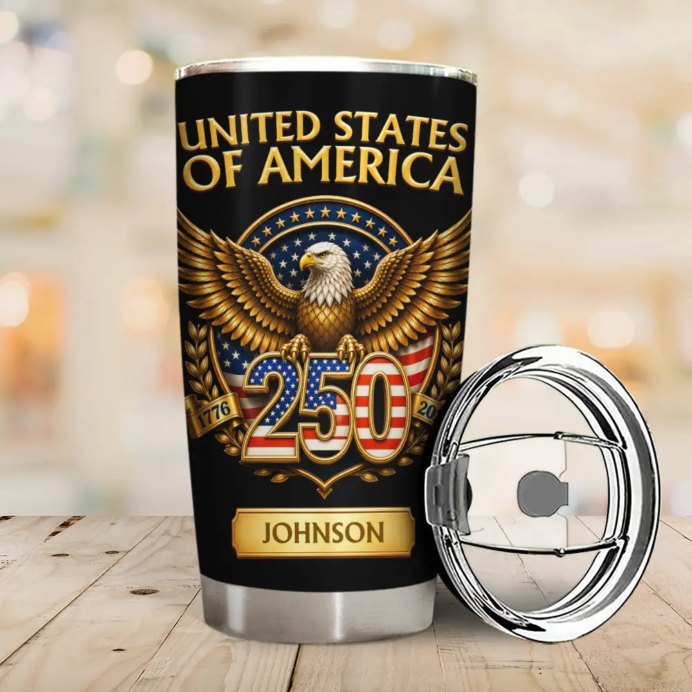 America 250th,Independence Day,Gift For Yourself,Proud,Custom Text - 3D Effect America 250th Anniversary - Personalized Tumbler