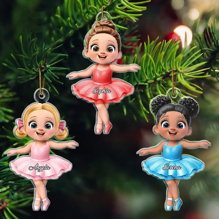 3D Effect Ballet Kid Girl - Personalized Custom Shaped Acrylic Ornament