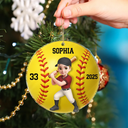 Gift For Yourself, Gift For Women, Gift For Men, Happy, Christmas - 3D Effect Baseball Softball Girl Boy - Personalized Custom Shaped Acrylic Ornament