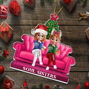 Gift For Bestie,Gift For Sisters,Christmas,Happy - 3D Effect Besties Forever Christmas - Personalized Custom Shaped Acrylic Ornament