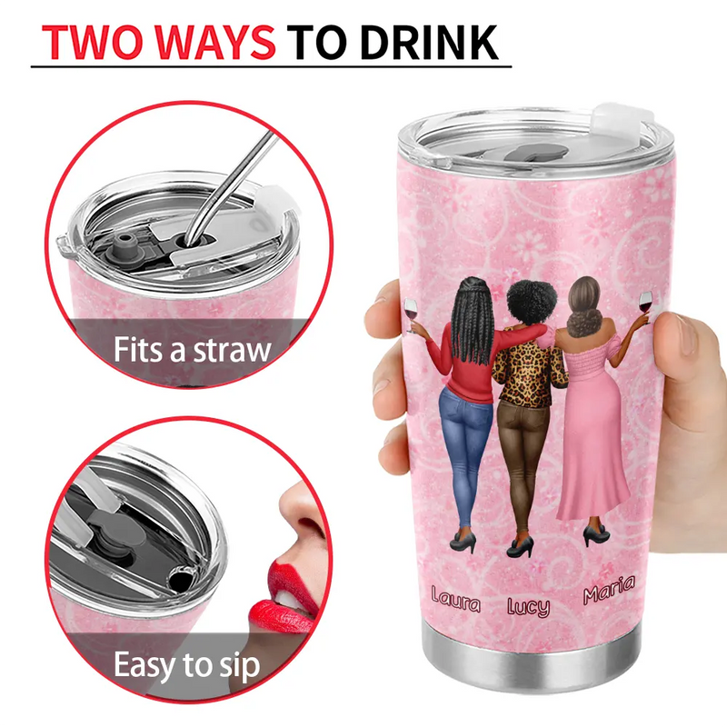 Gift For Bestie,Gift For Women,Happy,Top Market - 3D Effect Besties If You Fall I Will Pick You Up - Personalized Tumbler