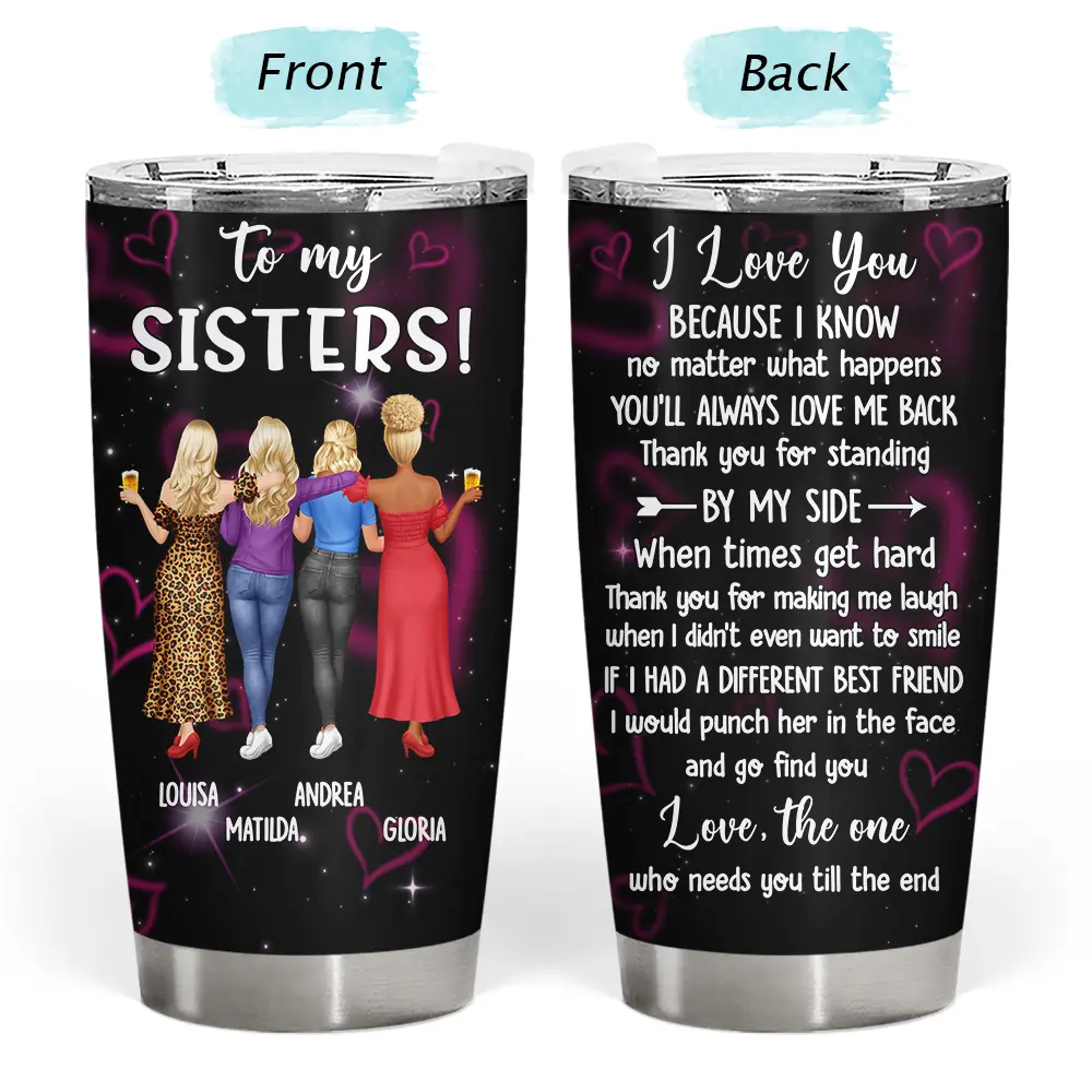 Gift For Bestie,Gift For Sisters,Gift For Women,Happy - 3D Effect Besties Thank You For Standing By My Side - Personalized Tumbler 