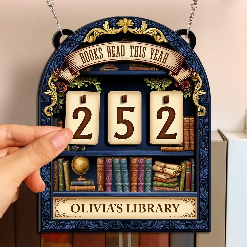 Gift For Yourself, Gift For Women, Gift For Men, Happy, Top Market, Reading - 3D Effect Books Read This Year - Personalized Hanging Tracker Sign