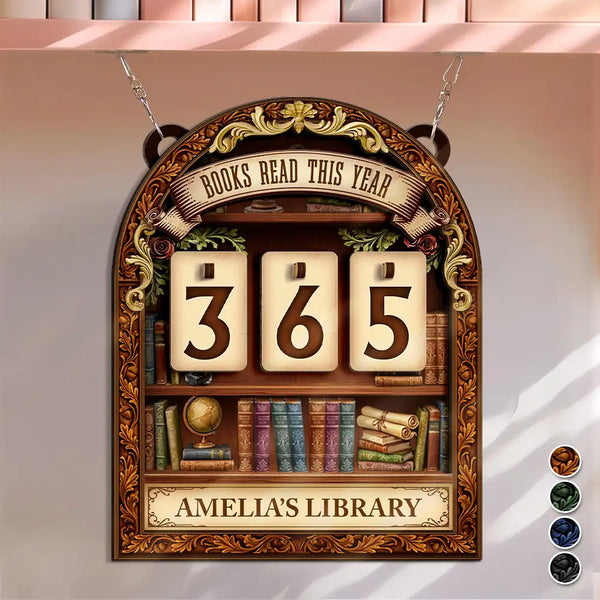 Gift For Yourself, Gift For Women, Gift For Men, Happy, Top Market, Reading - 3D Effect Books Read This Year - Personalized Hanging Tracker Sign