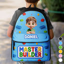 Back To School, Gift For Kids, Top Market, Adorable, Vector - 3D Effect Building Blocks Master Builder - Personalized Canvas Backpack