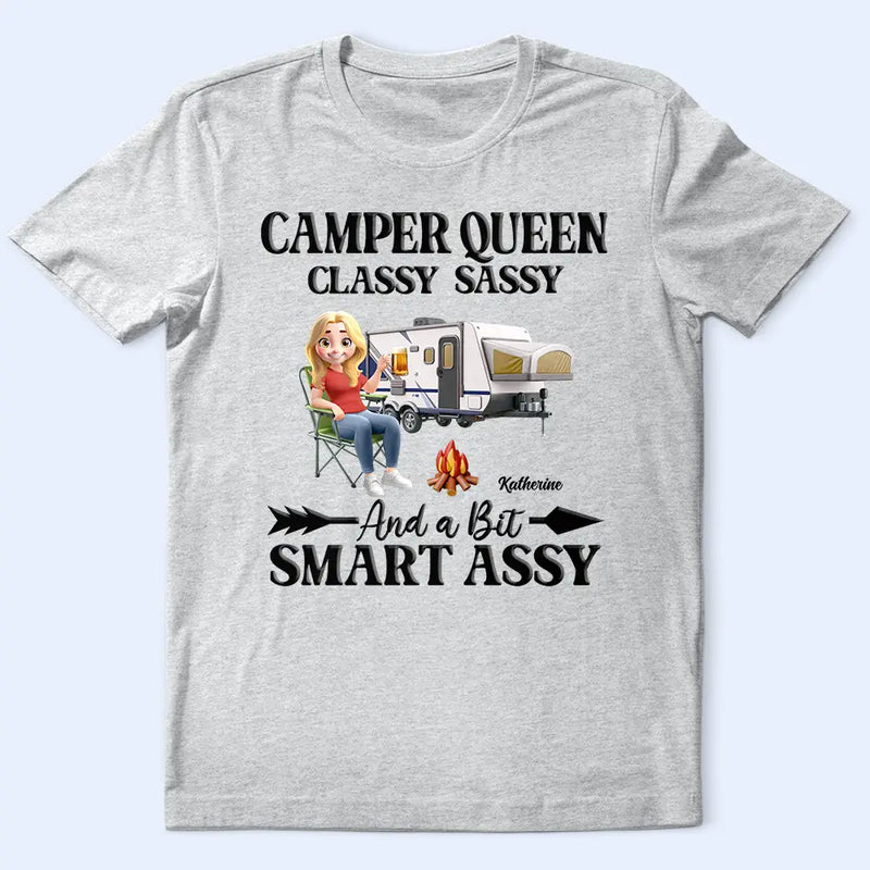 Gift For Yourself,Gift For Women,Happy,Camping - 3D Effect Camper Queen Classy Sassy - Personalized T Shirt