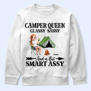 Gift For Yourself,Gift For Women,Happy,Camping - 3D Effect Camper Queen Classy Sassy - Personalized T Shirt