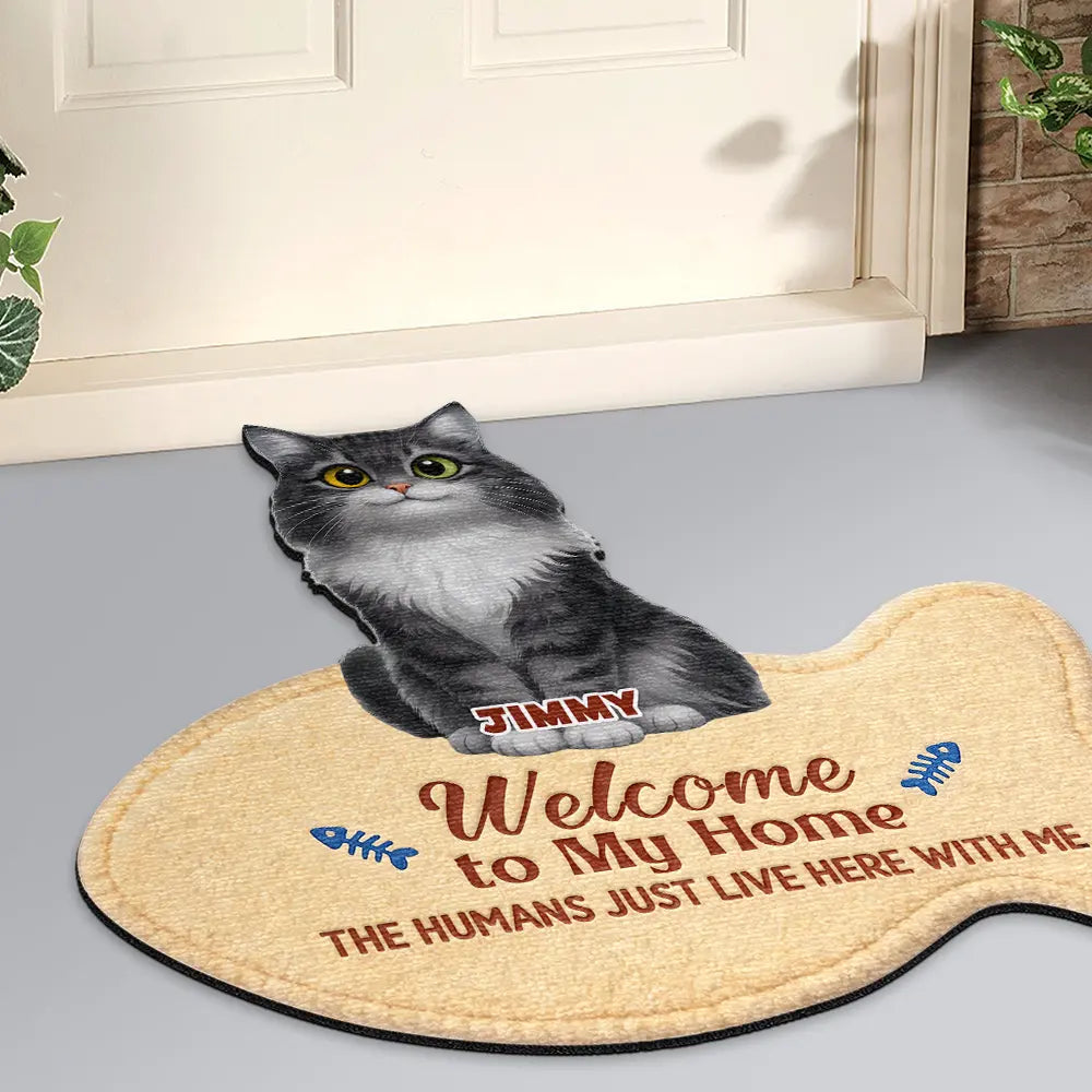 Cat Lovers,Gift For Women,Gift For Men,Happy,Top Market - 3D Effect Cats Welcome To Our Home - Personalized Custom Shaped Doormat