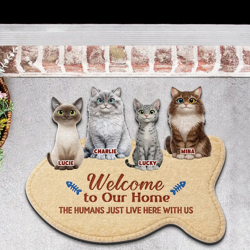Cat Lovers,Gift For Women,Gift For Men,Happy,Top Market - 3D Effect Cats Welcome To Our Home - Personalized Custom Shaped Doormat