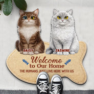 Cat Lovers,Gift For Women,Gift For Men,Happy,Top Market - 3D Effect Cats Welcome To Our Home - Personalized Custom Shaped Doormat