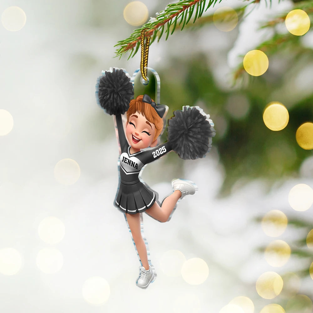 Gift For Yourself, Gift For Women, Gift For Men, Happy, Christmas - 3D Effect Cheerleader - Personalized Custom Shaped Acrylic Ornament