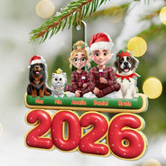 Christmas,Cozy,Family,Vector - 3D Effect Christmas Family Gathered Together - Personalized Custom Shaped Acrylic Ornament