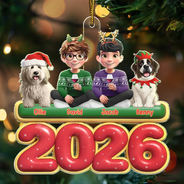 Christmas,Cozy,Family,Vector - 3D Effect Christmas Family Gathered Together - Personalized Custom Shaped Acrylic Ornament