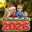 Christmas,Cozy,Family,Vector - 3D Effect Christmas Family Gathered Together - Personalized Custom Shaped Acrylic Ornament