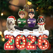 Christmas, Cozy, Family, Vector - 3D Effect Christmas Family Marquee - Personalized Custom Shaped Acrylic Ornament