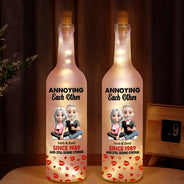Gift For Husband,Gift For Wife,Gift For Boyfriend,Gift For Girlfriend,Love,Gift For Couples - 3D Effect Couple Annoying Each Other - Personalized Bottle Light