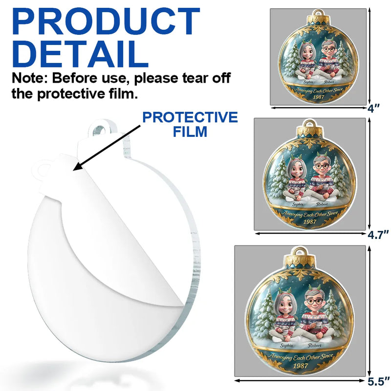 Gift For Couples,Gift For Women,Gift For Men,Love,Christmas - 3D Effect Couple Christmas You And Me We Got This - Personalized Custom Shaped Acrylic Ornament