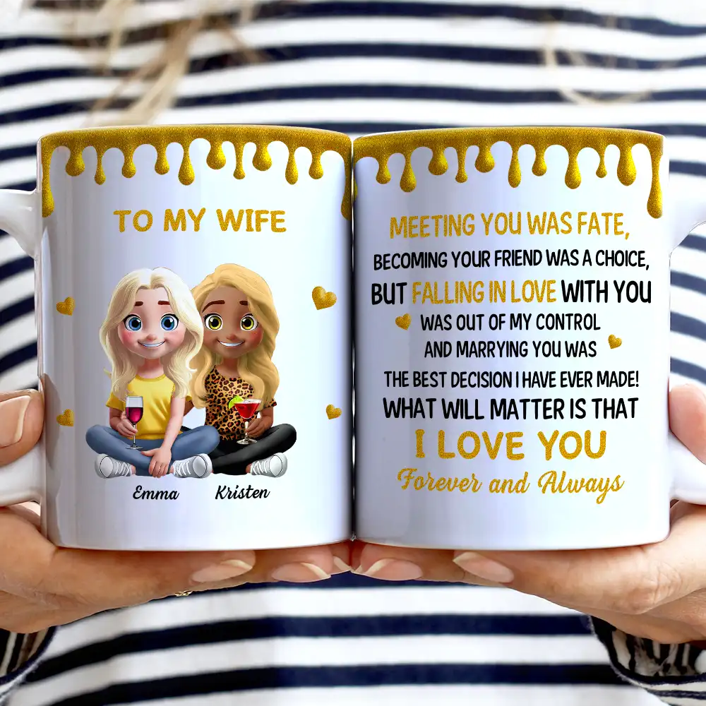Gift For Couples,Old Couples,Gift For Women,Gift For Wife,Love,Top Market,Gift For Men,Gift For Husband - 3D Effect Couple Meeting You Marrying You - Personalized White Edge-to-Edge Mug