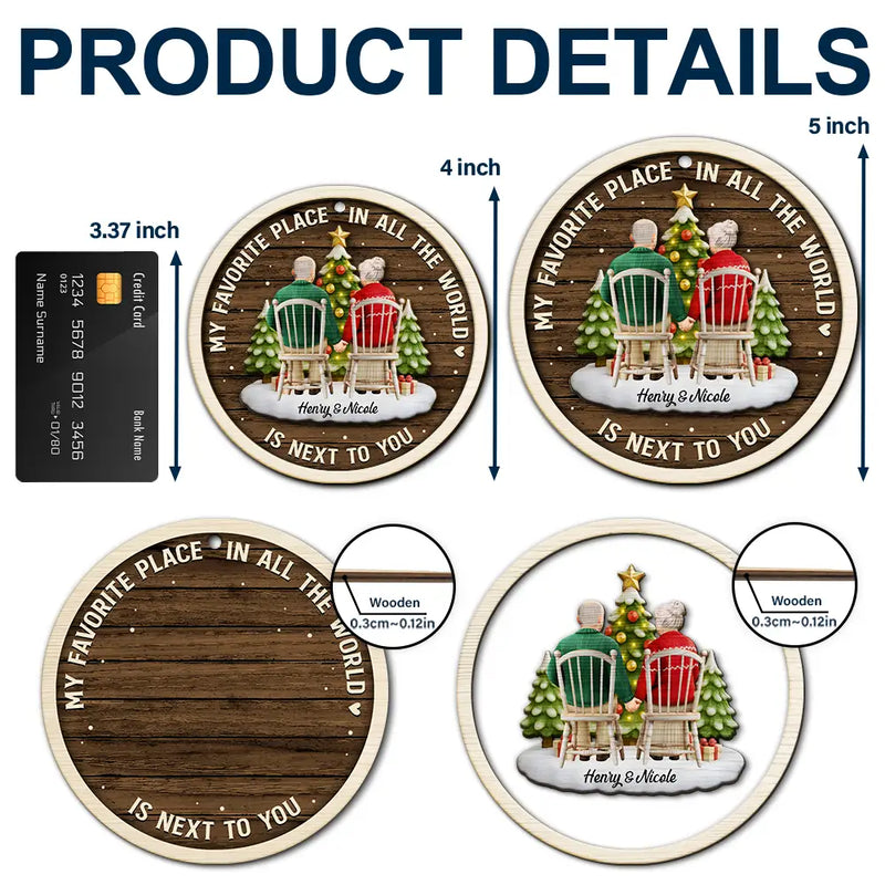 Gift For Couples, Old Couples, Love, Christmas - 3D Effect Couple My Favorite Place - Personalized 2-Layered Wooden Ornament