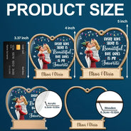 Christmas,Gift For Couples,Gift For Husband,Gift For Wife,Gift For Boyfriend,Happy - 3D Effect Couple Our Love Is My Favorite - Personalized 2-Layered Mix Ornament